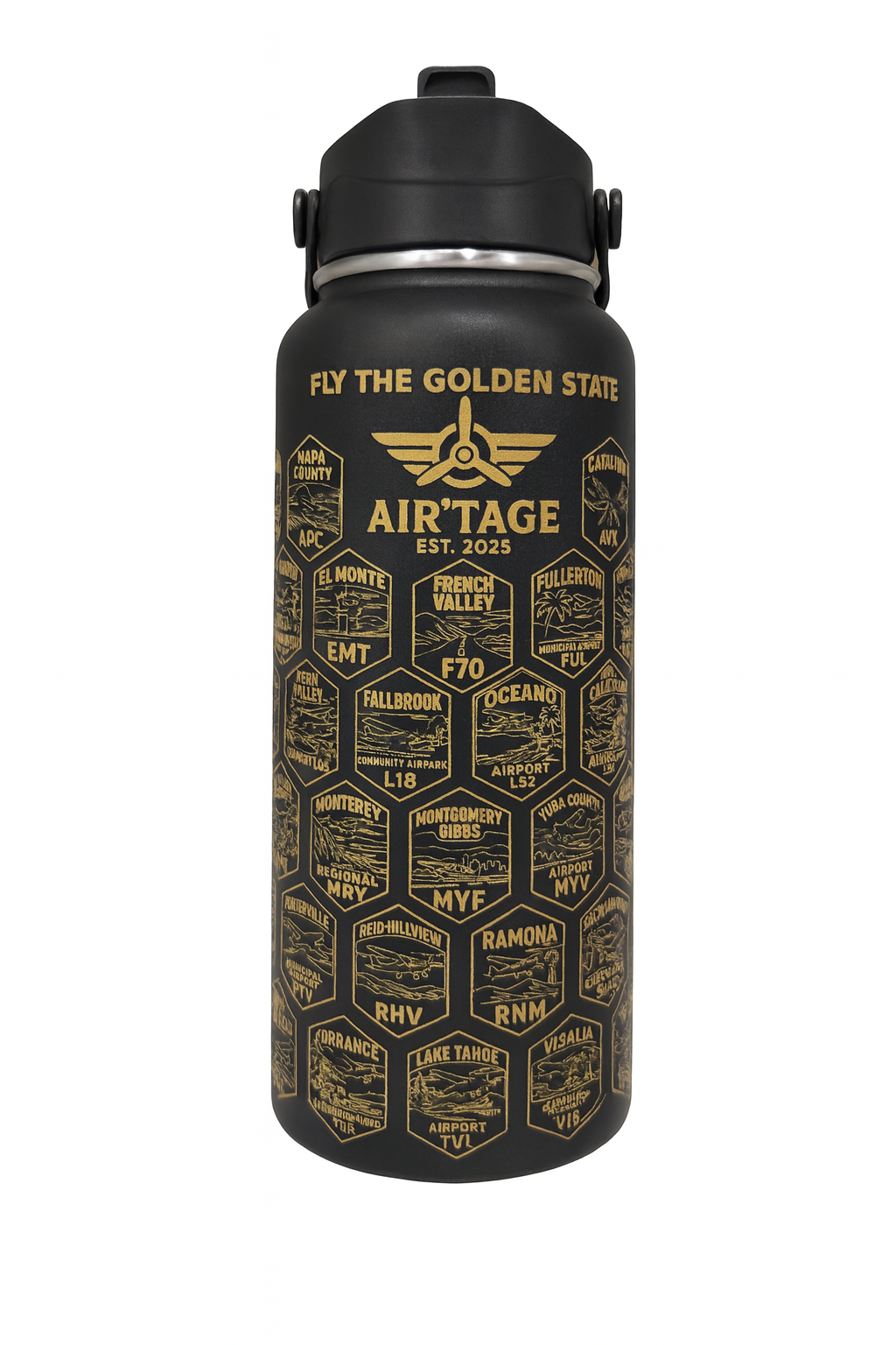 Air’tage™ Fly the Golden State™ Series – Limited-Edition 63-Airport Pilot Bottle