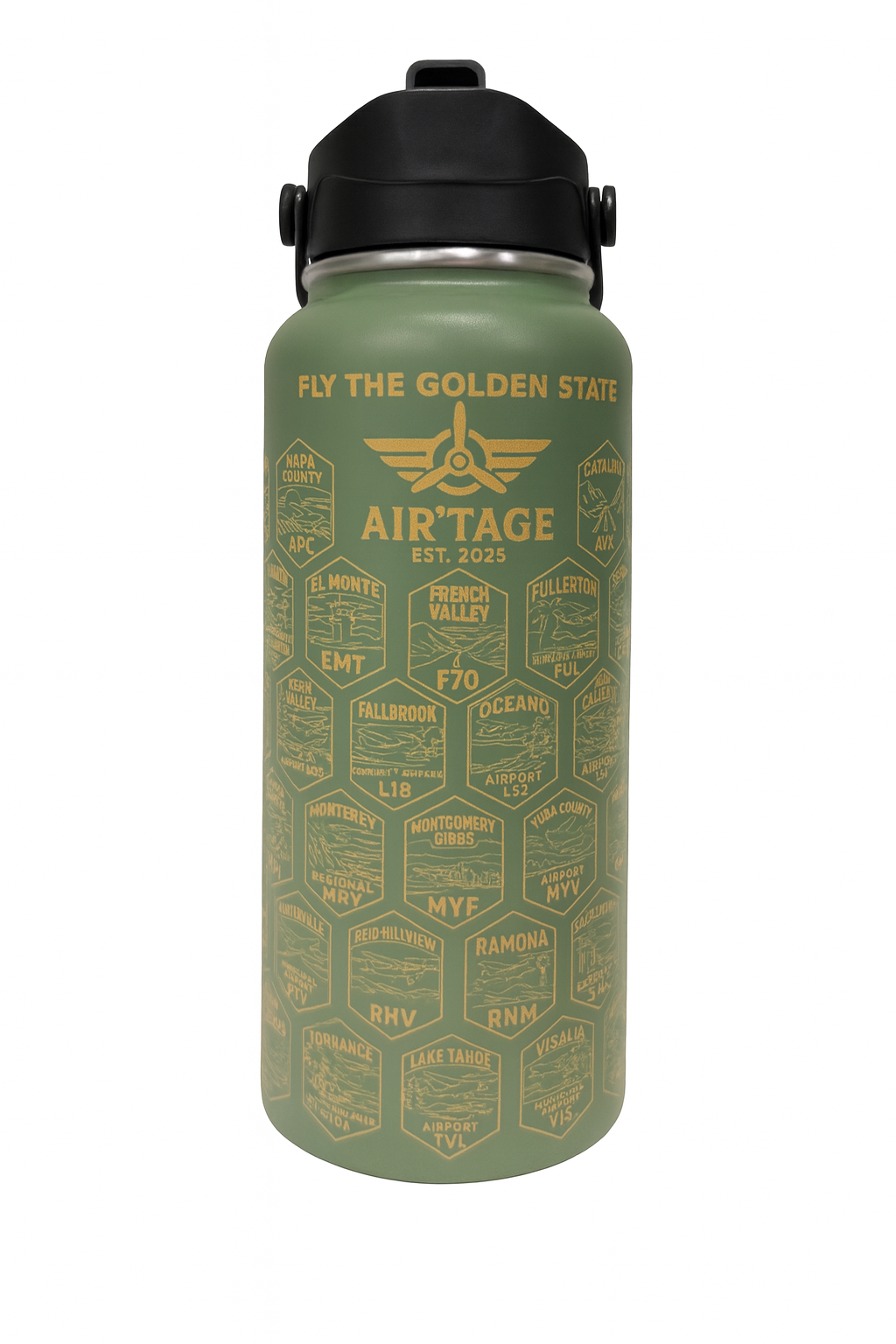 Air’tage™ Fly the Golden State™ Series – Limited-Edition 63-Airport Pilot Bottle