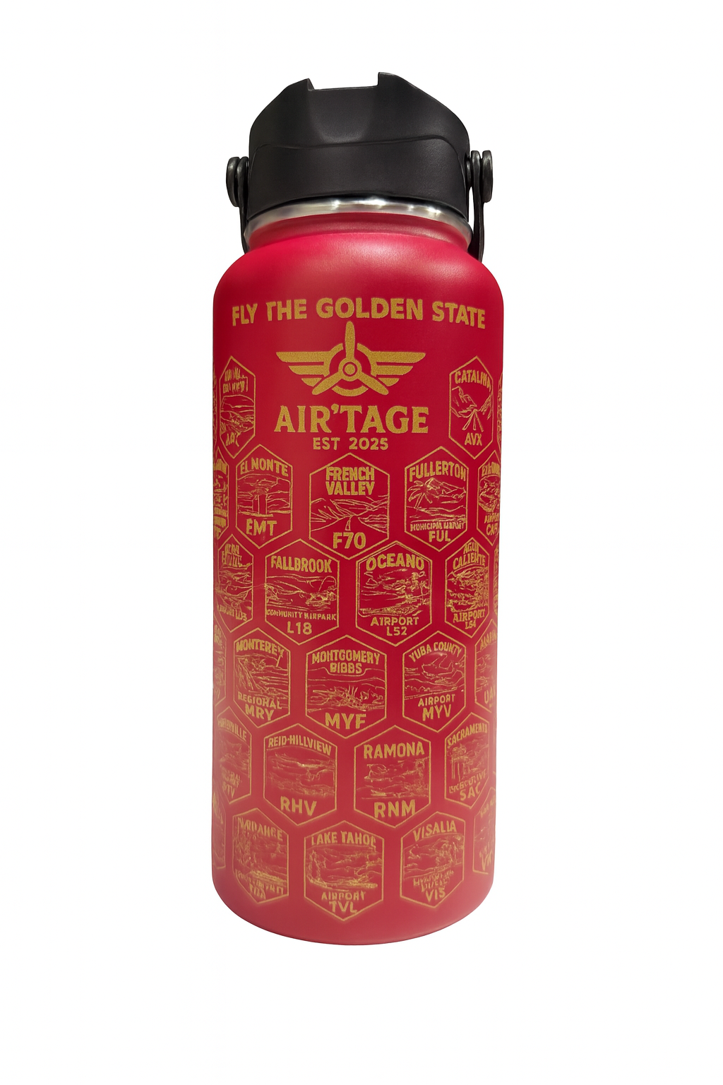 Air’tage™ Fly the Golden State™ Series – Limited-Edition 63-Airport Pilot Bottle