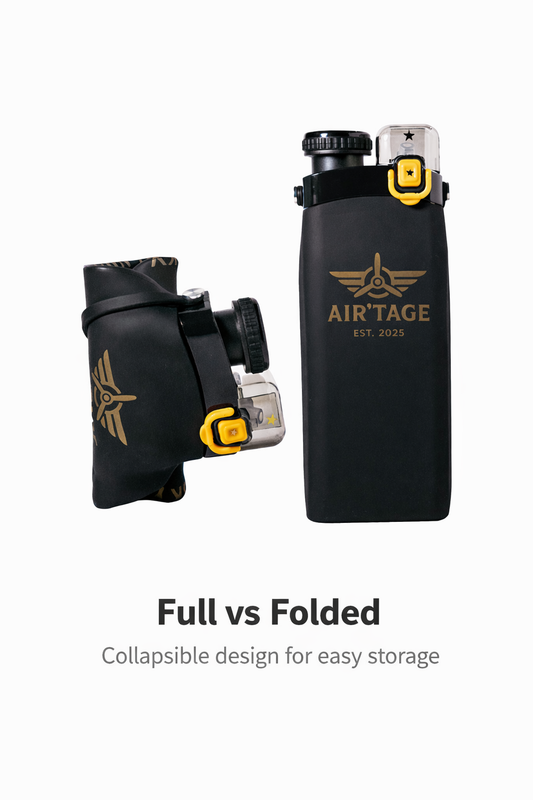 AIR’TAGE Collapsible Water Bottle for Travel – Leakproof BPA-Free Food-Grade Silicone, Space-Saving Lightweight Bottle for Carry-On, Hiking, Gym & Everyday Use