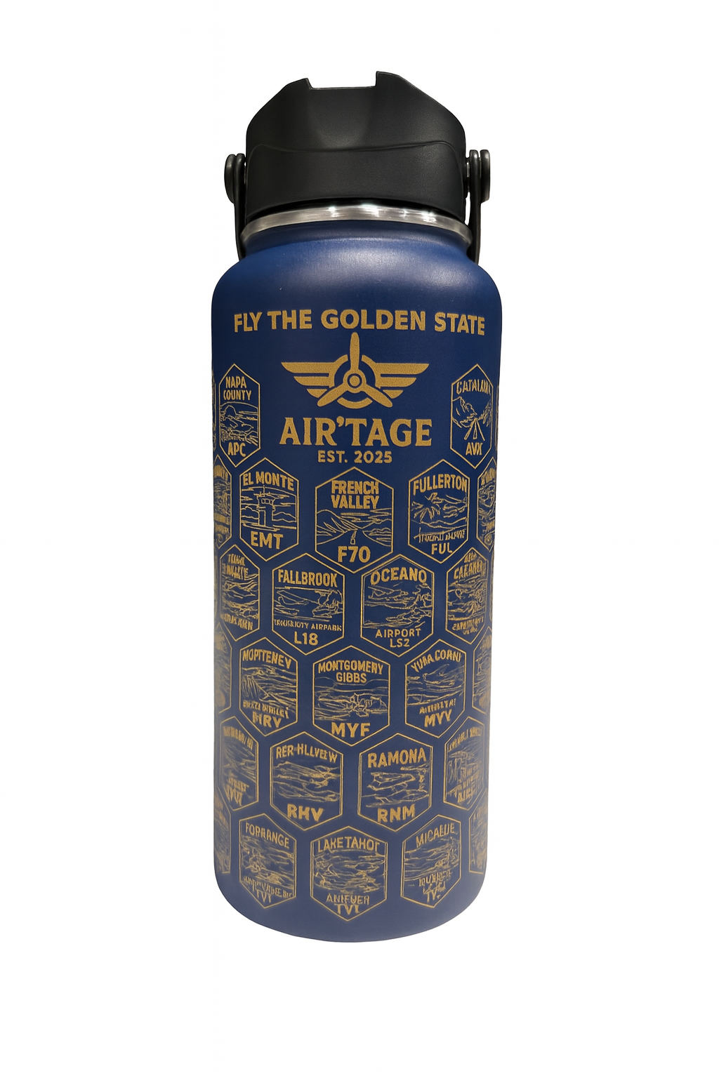 Air’tage™ Fly the Golden State™ Series – Limited-Edition 63-Airport Pilot Bottle